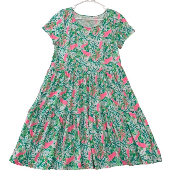 Lilly Pulitzer Dress Geanna Just Wing It Botanical Green that Pink Size M - Picture 3 of 8